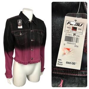 Deadstock Y2K Purple Ombre Fringe Crop Fubu Jean Jacket / Women’s Medium *